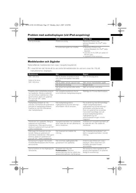 Pioneer AVIC-X3 - User manual - su&eacute;dois