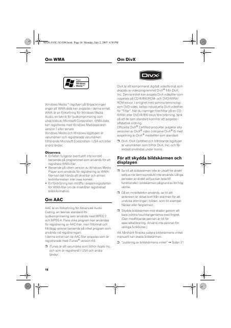 Pioneer AVIC-X3 - User manual - su&eacute;dois