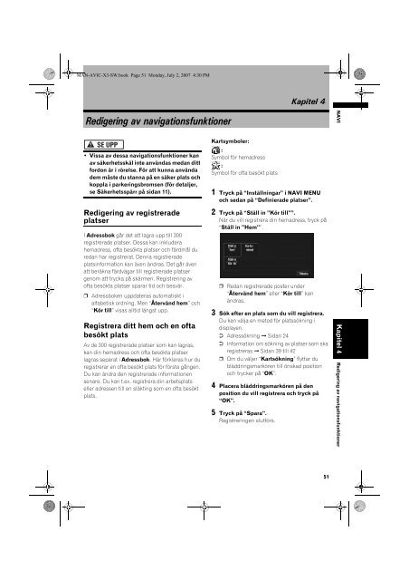 Pioneer AVIC-X3 - User manual - su&eacute;dois