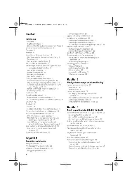 Pioneer AVIC-X3 - User manual - su&eacute;dois