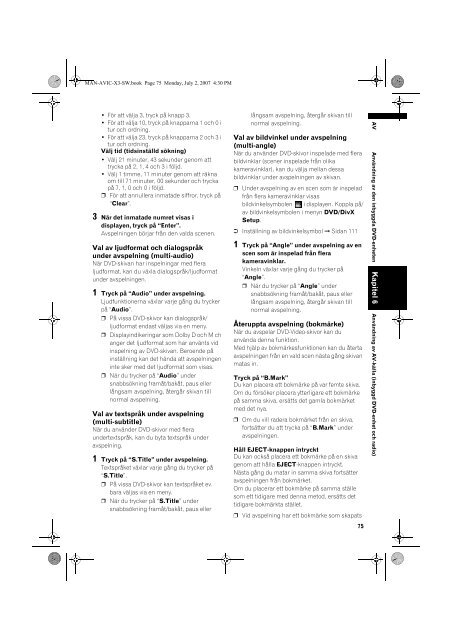 Pioneer AVIC-X3 - User manual - su&eacute;dois