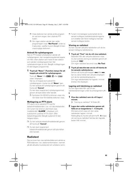 Pioneer AVIC-X3 - User manual - su&eacute;dois