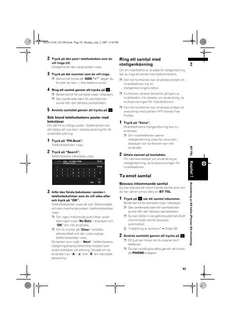 Pioneer AVIC-X3 - User manual - su&eacute;dois