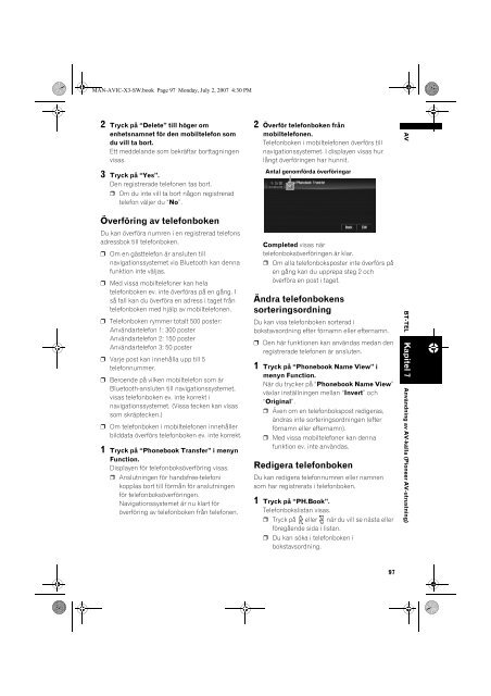 Pioneer AVIC-X3 - User manual - su&eacute;dois