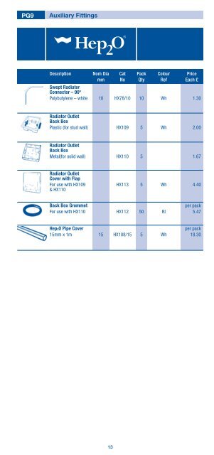Hep2O trade price list - March 2010