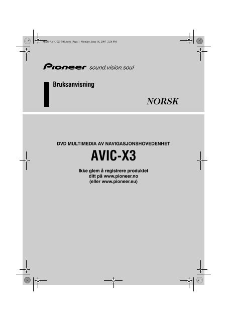 Pioneer AVIC-X3 - User manual - norv&eacute;gien