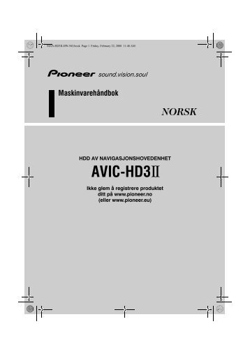 Pioneer AVIC-HD3-II - Hardware manual - norvÃ©gien