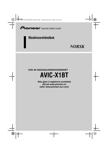 Pioneer AVIC-X1BT - Hardware manual - norvÃ©gien