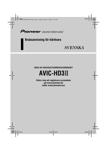 Pioneer AVIC-HD3-II - Hardware manual - suÃ©dois