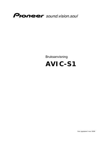 Pioneer AVIC-S1 - User manual - norvÃ©gien