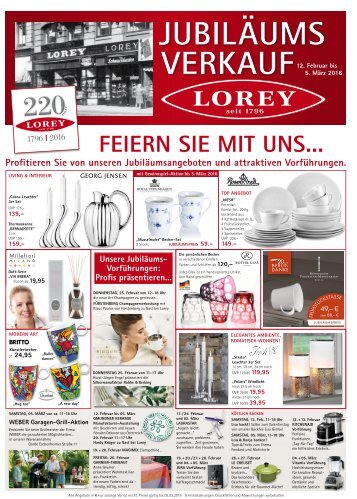220 Jahre LOREY 2016 - Jubiläumsangebote