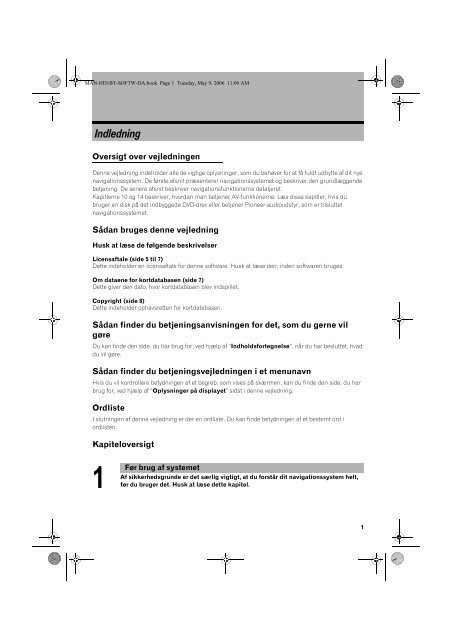 Pioneer AVIC-HD1BT - Software manual - danois