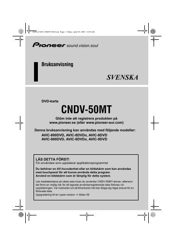 Pioneer CNDV-50MT - User manual - suÃ©dois