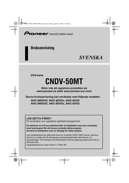 Pioneer CNDV-50MT - User manual - su&eacute;dois