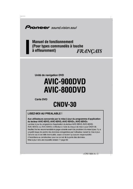 Pioneer AVIC750DV - User manual - fran&ccedil;ais