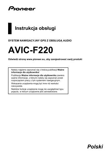 Pioneer AVIC-F220 - User manual - polonais