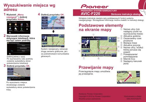 Pioneer AVIC-F220 - Quickstart manual - polonais