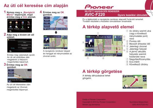 Pioneer AVIC-F220 - Quickstart manual - hongrois