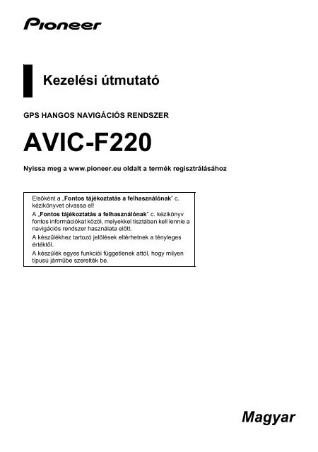 Pioneer AVIC-F220 - User manual - hongrois