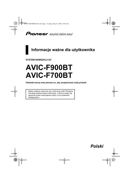 Pioneer AVIC-F700BT - User manual - polonais