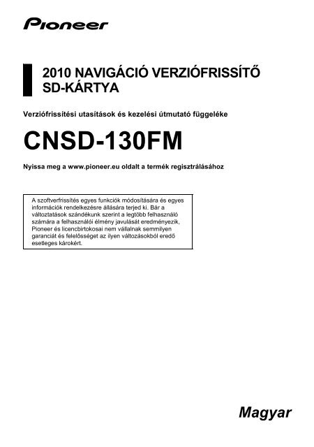 Pioneer CNSD-130FM - Installation manual - hongrois