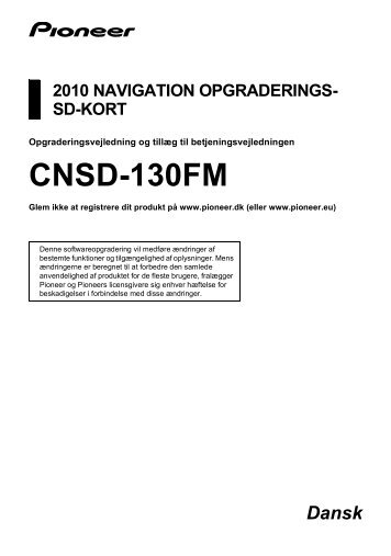Pioneer CNSD-130FM - Installation manual - danois