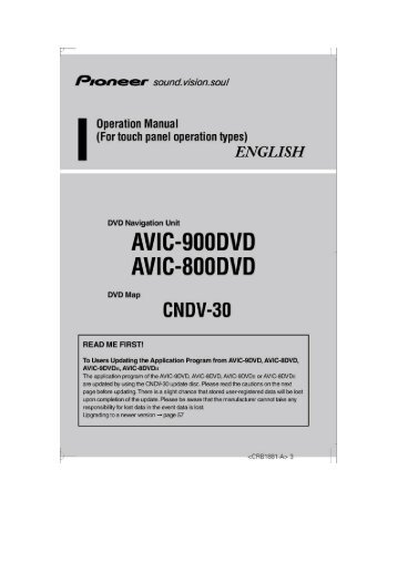 Pioneer AVIC650VT - User manual - anglais