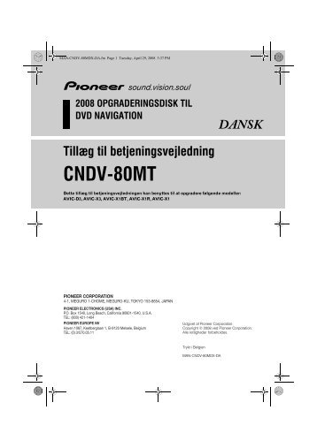 Pioneer CNDV-80MT - Addendum - danois