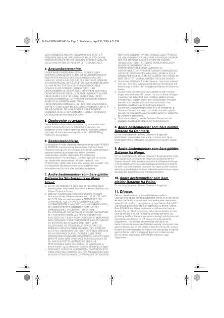 Pioneer CNDV-80MT - Addendum - norv&eacute;gien