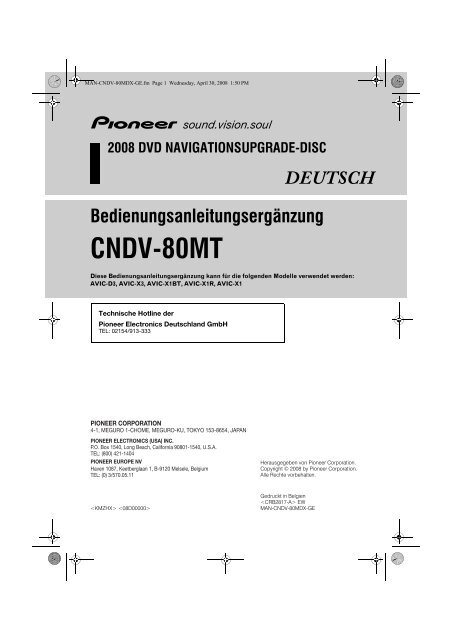 Pioneer CNDV-80MT - Addendum - allemand