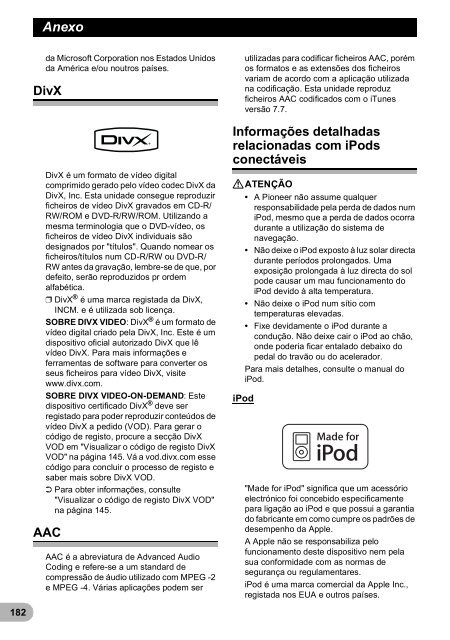 Pioneer AVIC-F9220BT - User manual - portugais