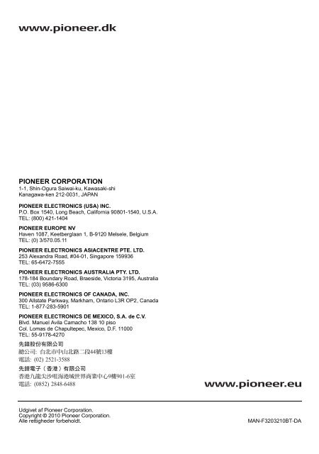 Pioneer AVIC-F320BT - User manual - danois