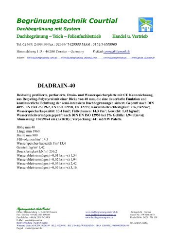 DIADRAIN-40 Drain- und Wasserspeicherplatte