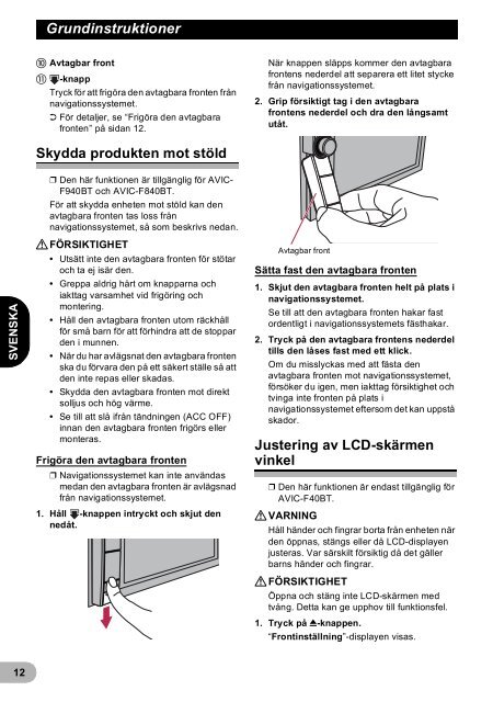 Pioneer AVIC-F940BT - User manual - danois, finnois, su&eacute;dois