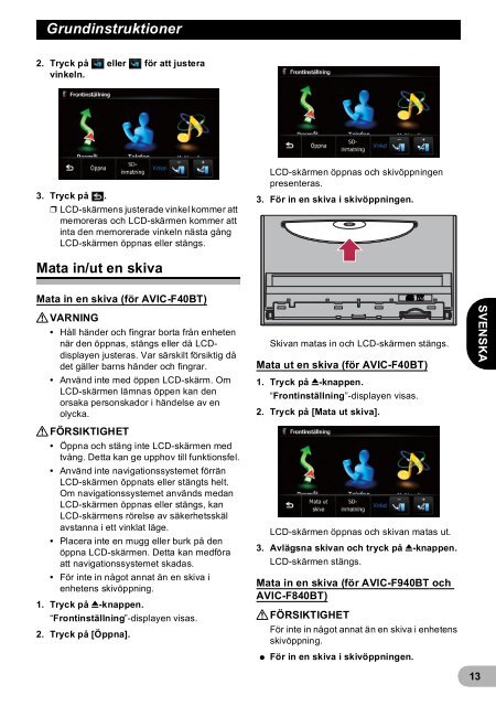 Pioneer AVIC-F940BT - User manual - danois, finnois, su&eacute;dois