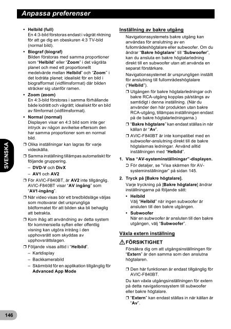 Pioneer AVIC-F940BT - User manual - danois, finnois, su&eacute;dois