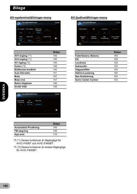 Pioneer AVIC-F940BT - User manual - danois, finnois, su&eacute;dois