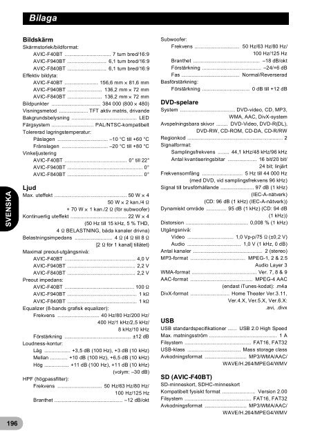 Pioneer AVIC-F940BT - User manual - danois, finnois, su&eacute;dois