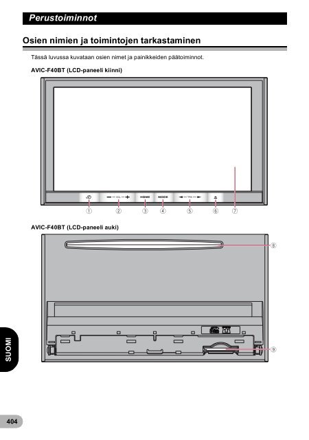 Pioneer AVIC-F940BT - User manual - danois, finnois, su&eacute;dois