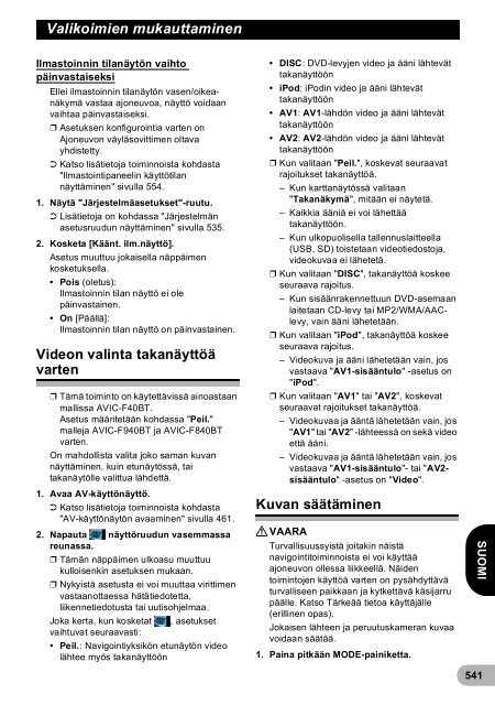 Pioneer AVIC-F940BT - User manual - danois, finnois, su&eacute;dois