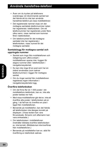 Pioneer AVIC-F940BT - User manual - danois, finnois, su&eacute;dois