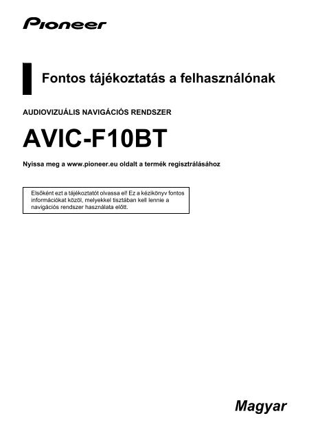 Pioneer AVIC-F10BT - Addendum - hongrois