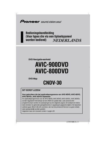 Pioneer AVIC800DH - User manual - nÃ©erlandais