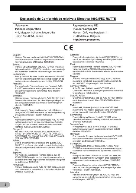 Pioneer AVIC-F310BT - User manual - portugais