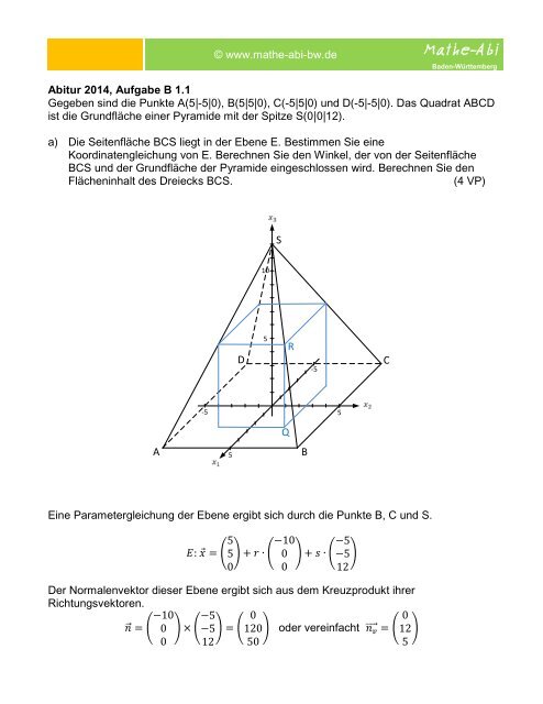 Abitur 2014; Aufgabe B 1.1