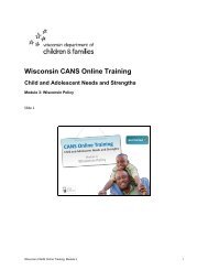 Wisconsin CANS Online Training Child and Adolescent Needs