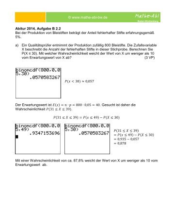 Abitur 2014; Aufgabe B 2.2