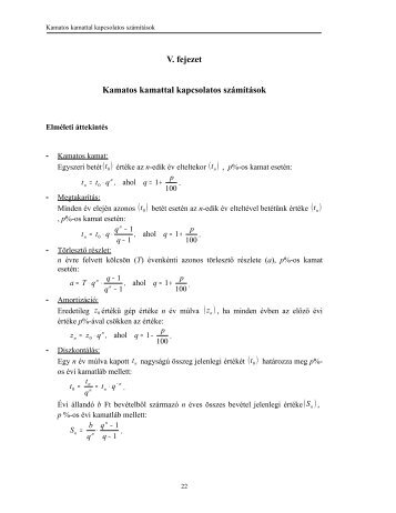 V. fejezet Kamatos kamattal kapcsolatos számítások - MIAU