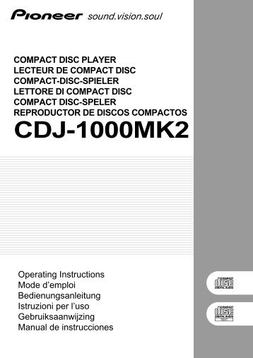 Pioneer CDJ-1000 MK2 - User manual - allemand, anglais, espagnol, franÃ§ais, italien, nÃ©erlandais