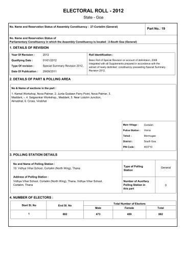 ELECTORAL ROLL - 2012